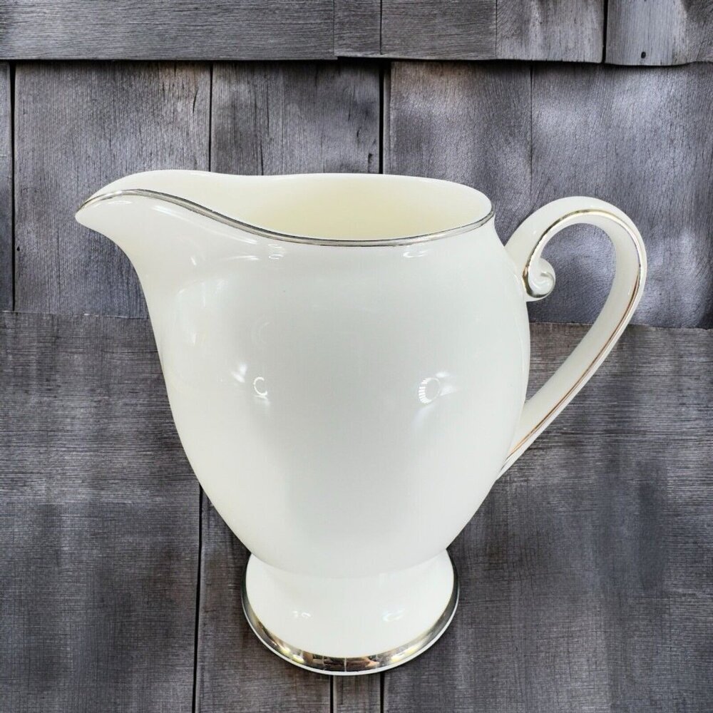 Mikasa Ultima Cameo Platinum Creamer Small Pitcher White China with Silver Trim